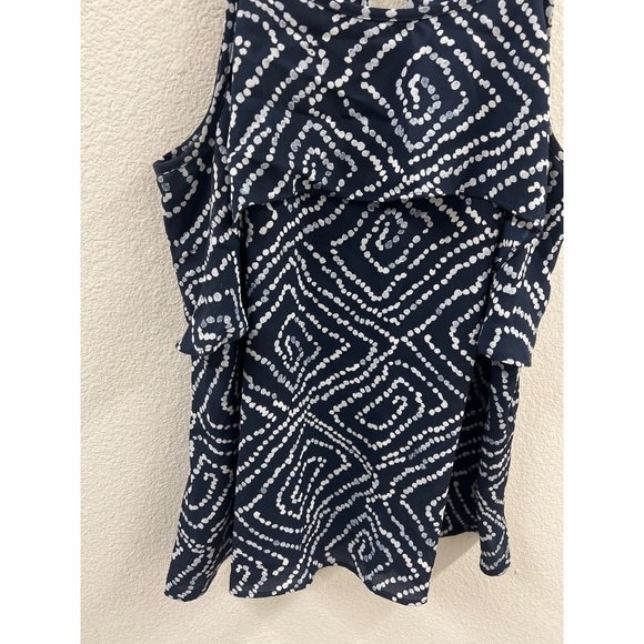 Loft Outlet M Navy Ruffle Tank Top Blouse - Picture 3 of 5